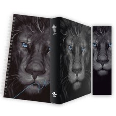 Kit Leão Grafite - Planner + Bíblia Brochura NTLH + Marca Página