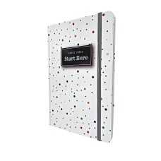 Caderno de Anotações tipo Moleskine Caderneta sem Pauta Capa Dura com Elástico - Start Here dots