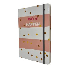 Caderno de Anotações tipo Moleskine Caderneta sem Pauta Capa Dura com Elástico - Make it Happen