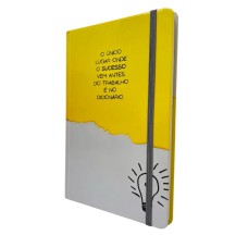 Caderno de Anotações tipo Moleskine Caderneta sem Pauta Capa Dura com Elástico - Lâmpada sucesso