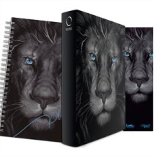 Kit leão grafite - planner + bíblia capa dura naa + marca página