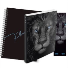 Kit leão grafite - planner capa lisa + bíblia brochura naa + marca página