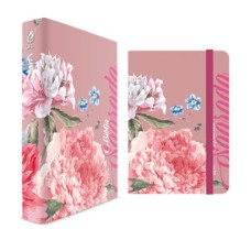 Kit rosa florida - moleskine + bíblia capa dura com harpa - arc