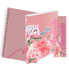 Kit rosa florida - Planner capa lisa + Bíblia brochura NVT + marca página