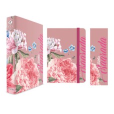 Kit rosa florida - moleskine + bíblia capa dura nvt + marca página