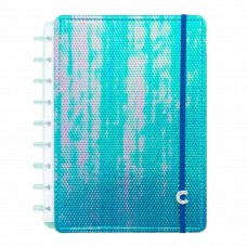 Caderno Inteligente 80F Médio Azul Holográfico