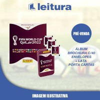 Copa do Mundo 2022 - Kit Álbum Capa Brochura com 40 Envelope e Lata Porta Cartas