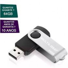 Pen Drive Twist 64GB USB Leitura 10MB/s e Gravação 3MB/s Preto Multilaser - PD590