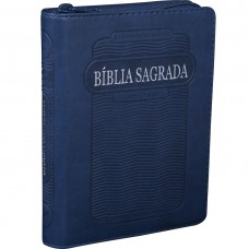 Bíblia Sagrada Letra Grande com zíper e índice - Capa Azul