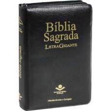 Bíblia Sagrada Letra Gigante Índice Capa couro sintético com zíper preta