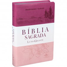 Bíblia Sagrada Letra Gigante - Capa Couro sintético Triotone Pink