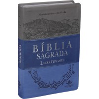 Bíblia Sagrada Letra Gigante - Capa Couro sintético Triotone Azul