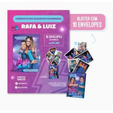 Kit 10 envelopes com 50 cromos do Livro ilustrado oficial Rafa & Luiz