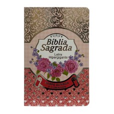 Bíblia letra hipergigante ARC PJD luxo com harpa rosa