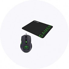 Kit Mouse Gamer 3200DPI com Mouse Pad