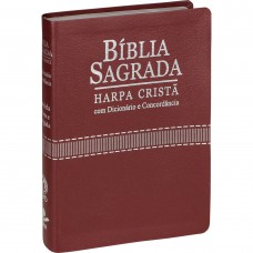 Bíblia Sagrada Letra Grande com Harpa Cristã - Couro bonded Vinho