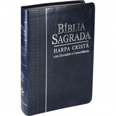 Bíblia Sagrada Letra Grande com Harpa Cristã - Couro sintético Azul