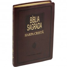 Bíblia Sagrada com Harpa Cristã - Capa de couro sintético marrom nobre