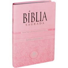 Bíblia Sagrada Letra Gigante com índice - Capa couro sintético Rosa claro
