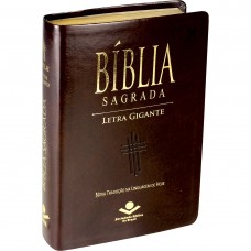 Bíblia Sagrada Letra Gigante com índice - Capa couro sintético Marrom nobre
