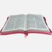 Bíblia Sagrada Letra Grande com Harpa Cristã e índice - Capa couro sintético Rosa com zíper