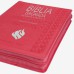 Bíblia Sagrada Letra Grande com Harpa Cristã e índice - Capa couro sintético Rosa com zíper