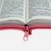 Bíblia Sagrada Letra Grande com Harpa Cristã e índice - Capa couro sintético Rosa com zíper