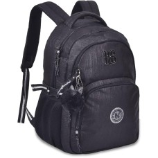 Mochila de Costas Rebecca Bonbon Escolar Feminina RB24527 17 Preta em Crinkle Lurex com Bolso Antifurto e Compartimento Notebook