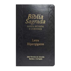 Bíblia letra hipergigante PU Luxo com índice com harpa - 05 preta