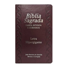 Bíblia letra hipergigante PU Luxo com índice com harpa - 07 bordô