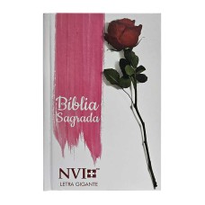 Bíblia NVI letra gigante - botão de rosa