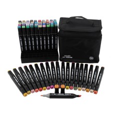 Kit Art Marker 60 Cores - Canetas Marcadoras Ponta Dupla com Bolsa Organizadora