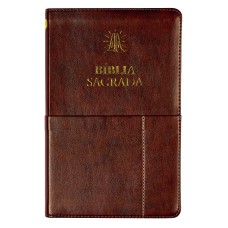 Bíblia Sagrada Slim ACF, Luxo, Couro-Soft , marrom, com bolso