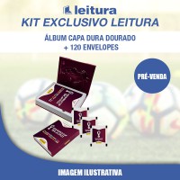 Copa do Mundo 2022 - Kit Exclusivo Leitura Álbum Capa Dura Dourado com 120 Envelopes