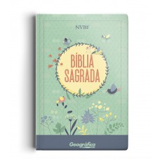 Bíblia NVI grande Novo Testamento - 2 cores capa semi luxo verde água floral