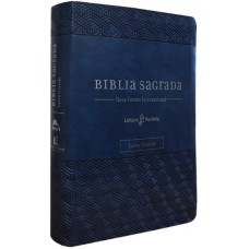 Bíblia NVI Couro Soft Azul Letra Grande Com Espaço para Anotações Leitura Perfeita